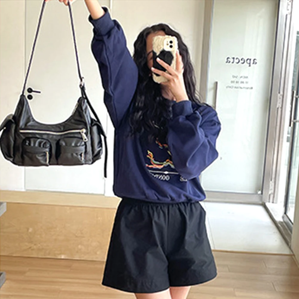 Women Retro Shoulder Bag Large Capacity Leather Tote Handbag Versatile PU Satchel Sling Bag Top Handle Bag Girl Stylish Purse