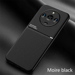 Luxury Magnetic Leather Phone Case with Soft Bumper Back Cover for Realme 11 4G Global (Black)