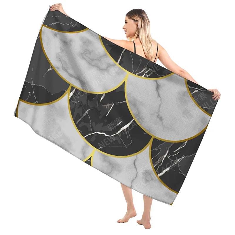 Home bath towels for the body Marbling towels bathroom quick drying microfiber beach towel man and women large sports towel 3