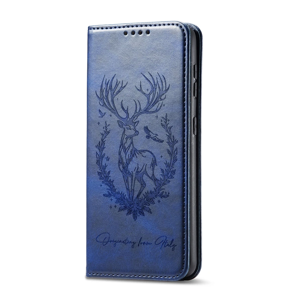 Premium Magnetic Leather Phone Wallet Case with 3D Cartoon Deer Design