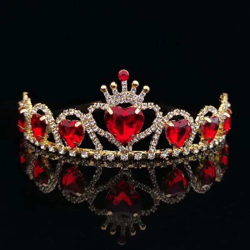Fashion Elegant Vintage Small Baroque Red Crystal Crowns for Women Girls Bride Wedding Hair Jewelry Accessories jewelry accessories hair accessory hair headdress bridal headwear hair band crown