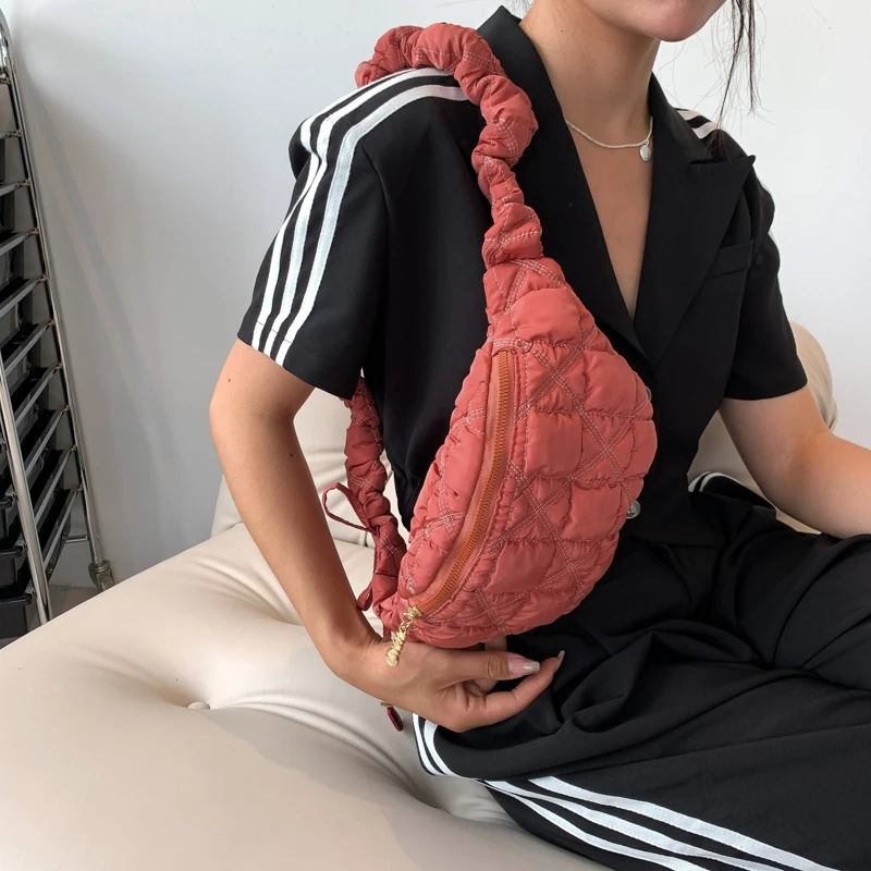 Casual Quilted Messenger Bags Women's Designer Pleated Cloud Woman Shoulder Bag Luxury Nylon Soft Padded Fanny Pack Female Purse
