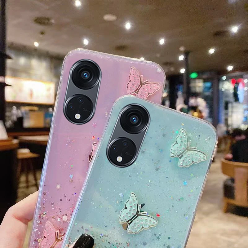 Handyhülle OPPO A78 A17 A17K A54S A16S A16 Schmetterling Weich Transparent Bling Glitzer OPPO A16 S Abdeckung_voghion.com