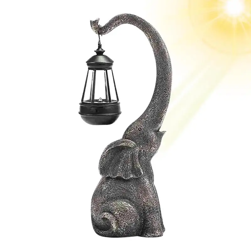 

Retro Garden Lights Solar Powered Patio Lamp with Elephant Retro Resin Craft Automatical Garden Lamp Yard Ornament Waterproof