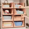 5 Pack Folding Closet Organizers Storage Box, Stackable Plastic Storage Basket, Closet Organizers and Storage Drawer Shelf Stora 1