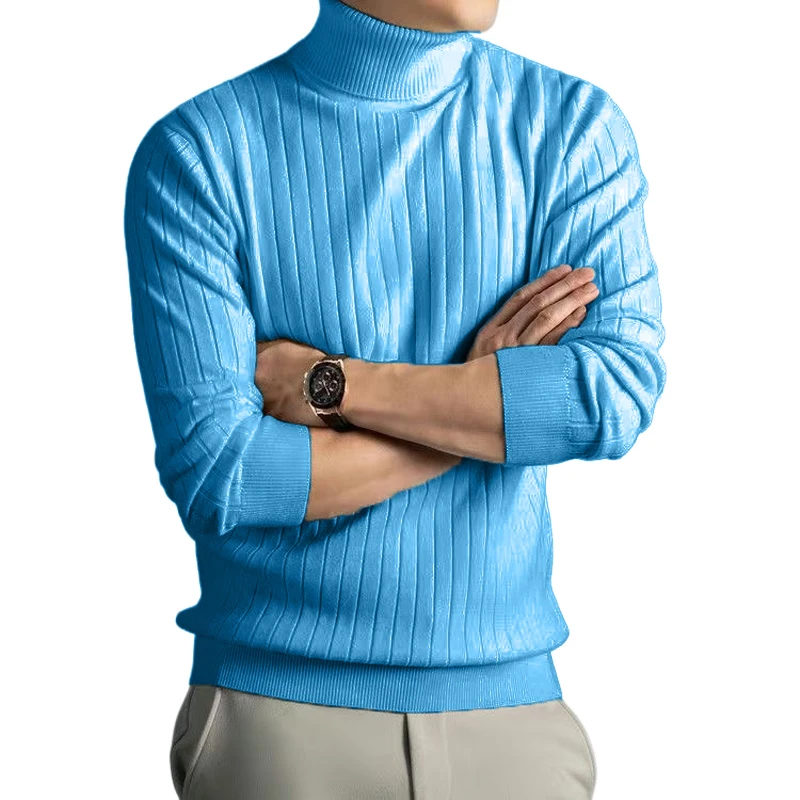 Animal Game Men's Warm Cold Blouse Woolen Casual Sweaters Turtleneck Stripe Pullover Sweater Outdoor Knitwear Jerseys Basic Tops