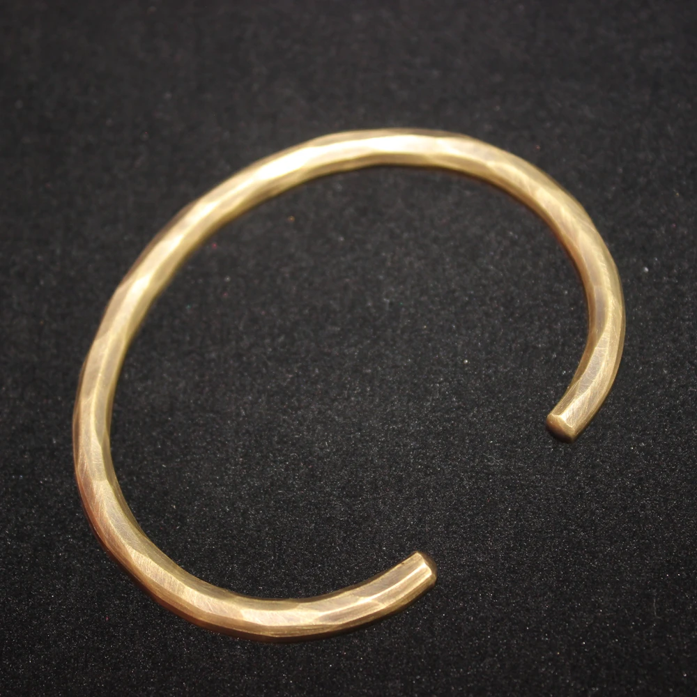 Handmade Forged Hammered Antique Brass Bracelet for Men Wrist Women Bangle Hand Craft Jewelry Unisex Gift of Boy Girl Lovers 3