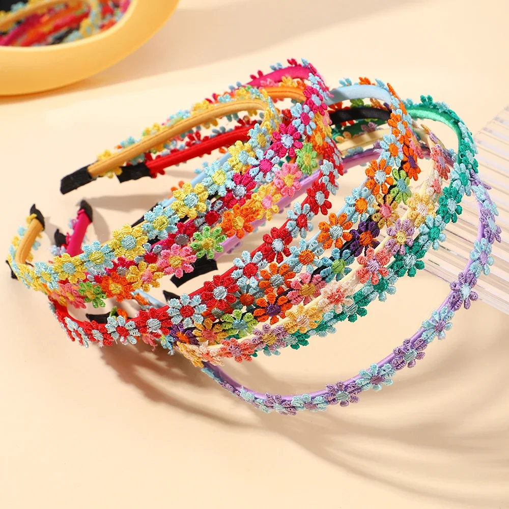 Ins Daisy Colorful Hair Hoop Girl Delicate Broken Bangs HairBand Children Daily Party Dress Up Hair Accessories Gift 5