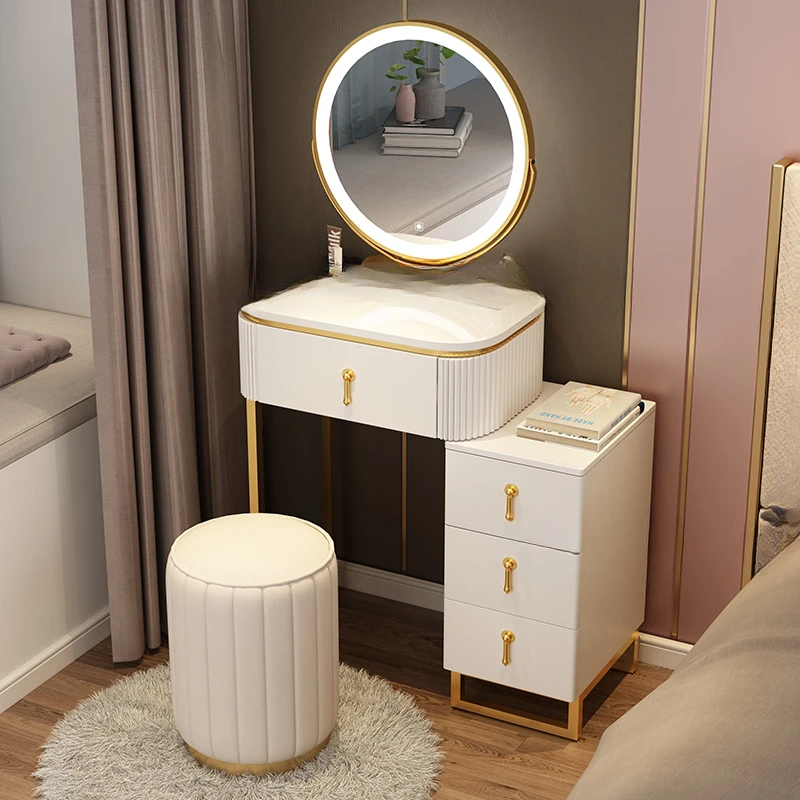 

Luxury Makeup Dressing Table Mirrors Bedroom Organizer White Bedside Dressing Table Storage Comoda Pra Quarto Salon Furniture