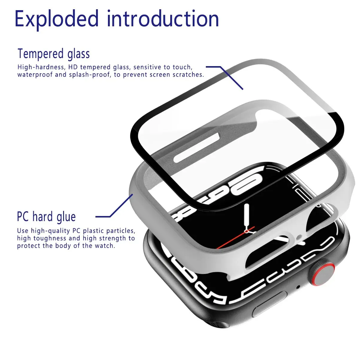 Tempered Glass+Cover For Apple Watch Case 45mm 41mm 44mm 40mm 42mm Screen Protector Apple Watch Accessories Serie 9 4 5 6 SE 7 8 apple watch screen protector