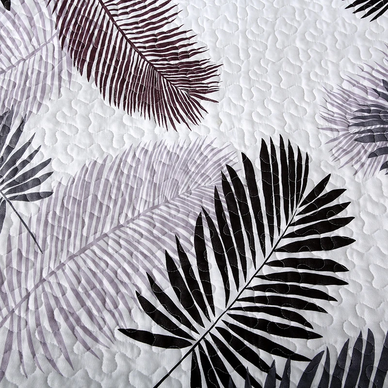 Simple Leaves Print Cotton Polyester Bedspread Coverlet, Bed Cover, Quilt, Summer Blanket, 15 Colors Available, # SW