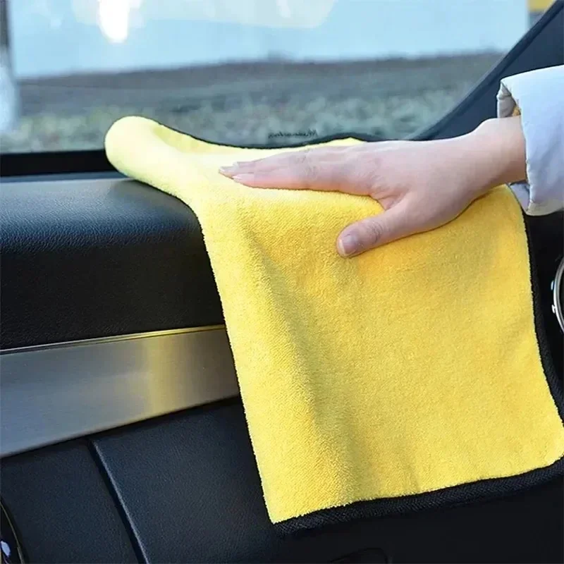 10pcs 30*60cm Microfiber Cleaning Towel Thicken Soft Drying Cloth Car Body Washing Towels Double Layer Clean Rags For Car