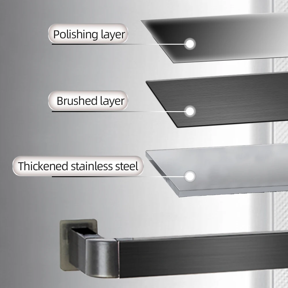Bathroom Perforation-free Stainless Steel Towel Rack Non-trace glue Bathroom Towel Rack Bathroom Toilet Hanging Rod