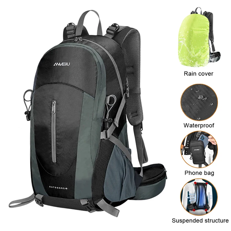 Рюкзак унисекс Anmeilu для занятий спортом на открытом воздухе, гидратационный для пешего туризма, треккинга, кемпинга, велоспорта с дождевиком