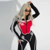 Oshoplive Female Sports Yoga Two Piece Sets Outfits Fashion Striped Color Block Zipper Tops & High Waist Skinny Pants Sportswear 1