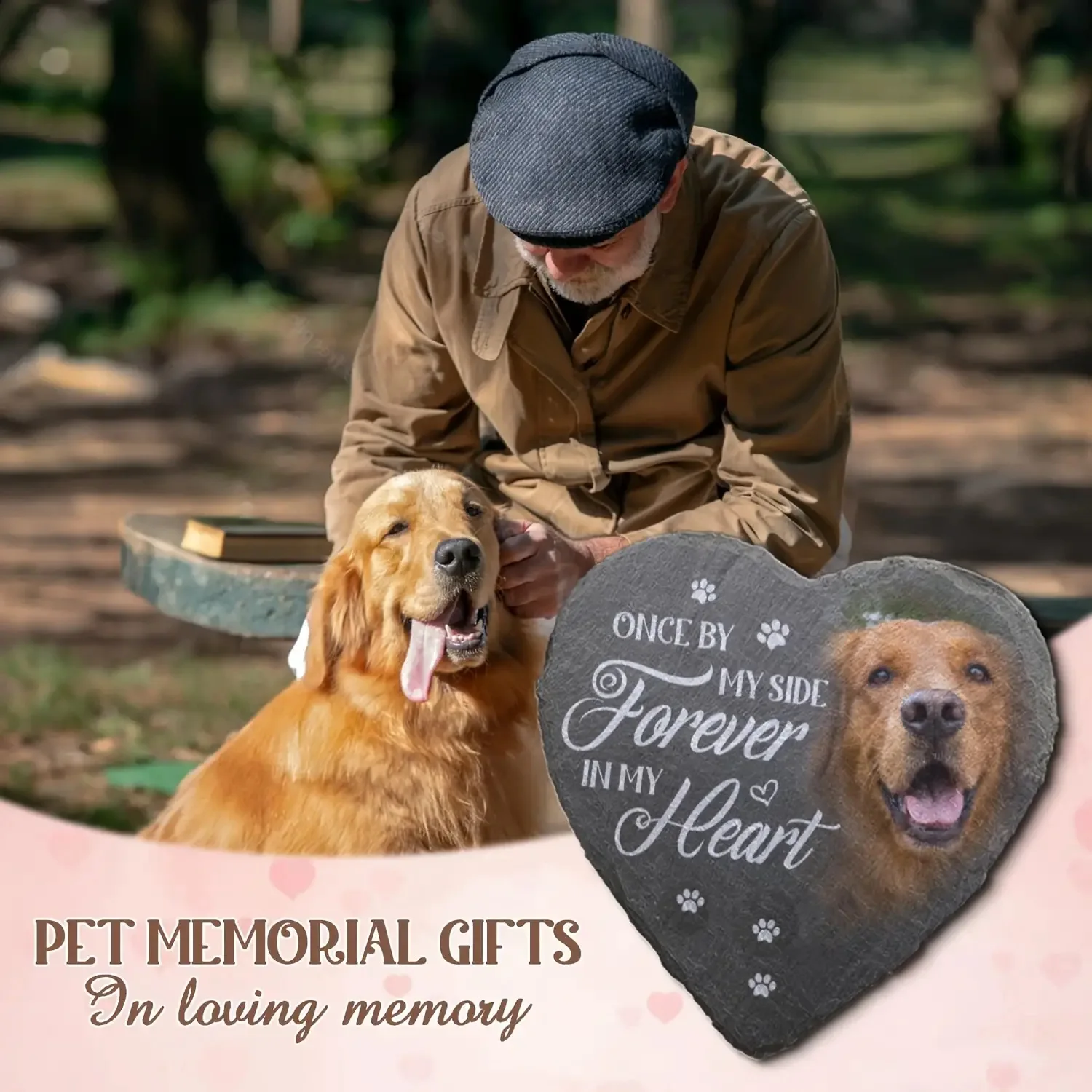 Pet Memorial Stones Pet Grave Dog Gifts for Loss Memorial Garden Stone Engraved with Photo Tombstone