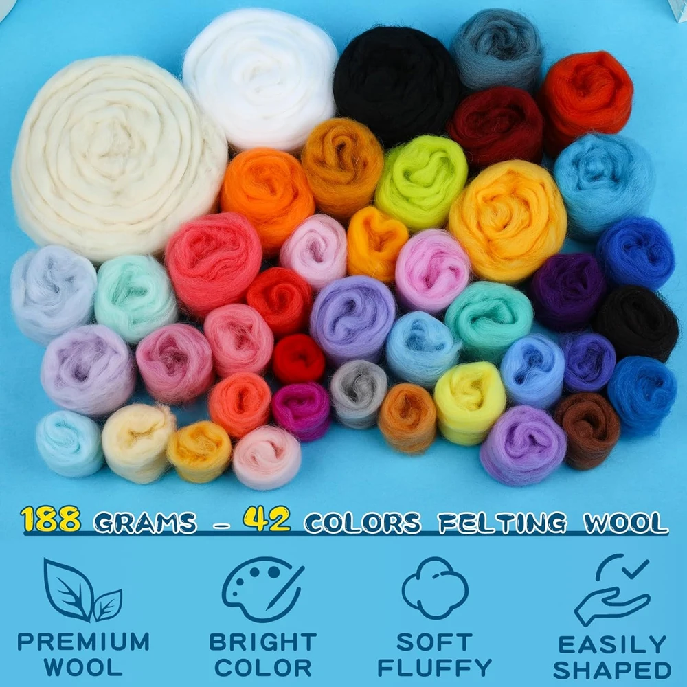 Sea Animals Needle Felting Kit Roving Felting Needles Pad Instruction for Starters DIY Craft 12Pcs