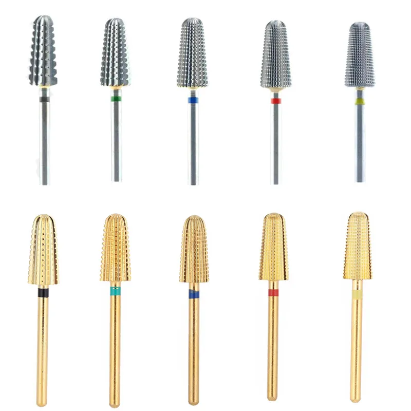 5 IN 1 Tapered Carbide Nail Drill Bits Two-Way Carbide Bit Drill Accessories Milling Cutter Manicure Left Right Hand