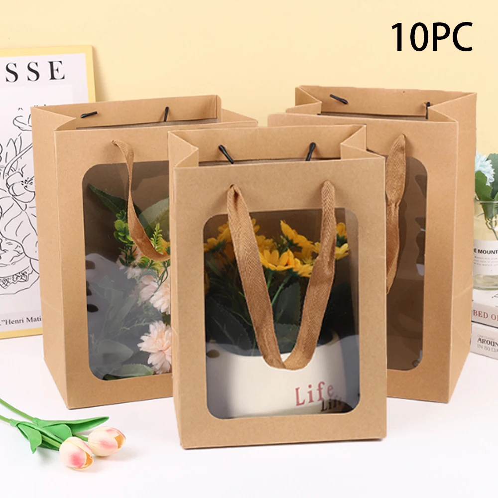 10PCS Christmas Gift Bags Gift Paper Bags Holiday Party Wrapping Kraft Paper Multi-style Christmas Decoration