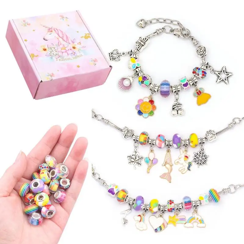 63 PCS Christmas Jewerly Making Kit Charm Bracelet Necklaces Present  Pandora Alloy Beads Set DIY Child Bracelet Freeshiping