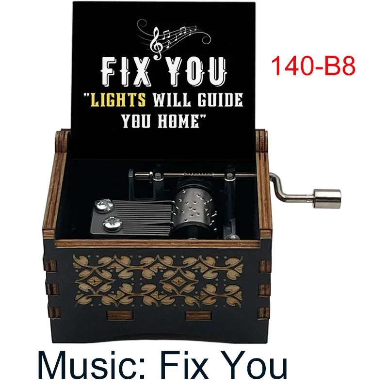 Fix You Wooden Handed Music Box British Famous Band Song Special Musical Gift for Fans Wife Fiancee Birthday Boutique Ornaments music box carousel music box