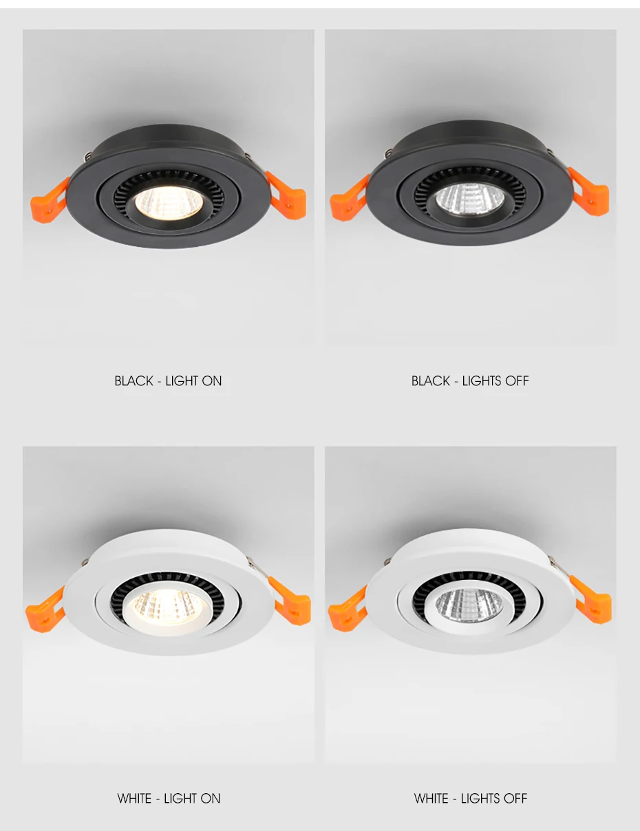 Downlights LED reguláveis ajustáveis, luzes de teto,