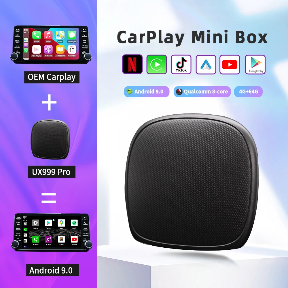Carplay Mini Boîtier Multimédia Sans Fil Pour Voiture Apple Android, Pour Volvo, Ford, Benz