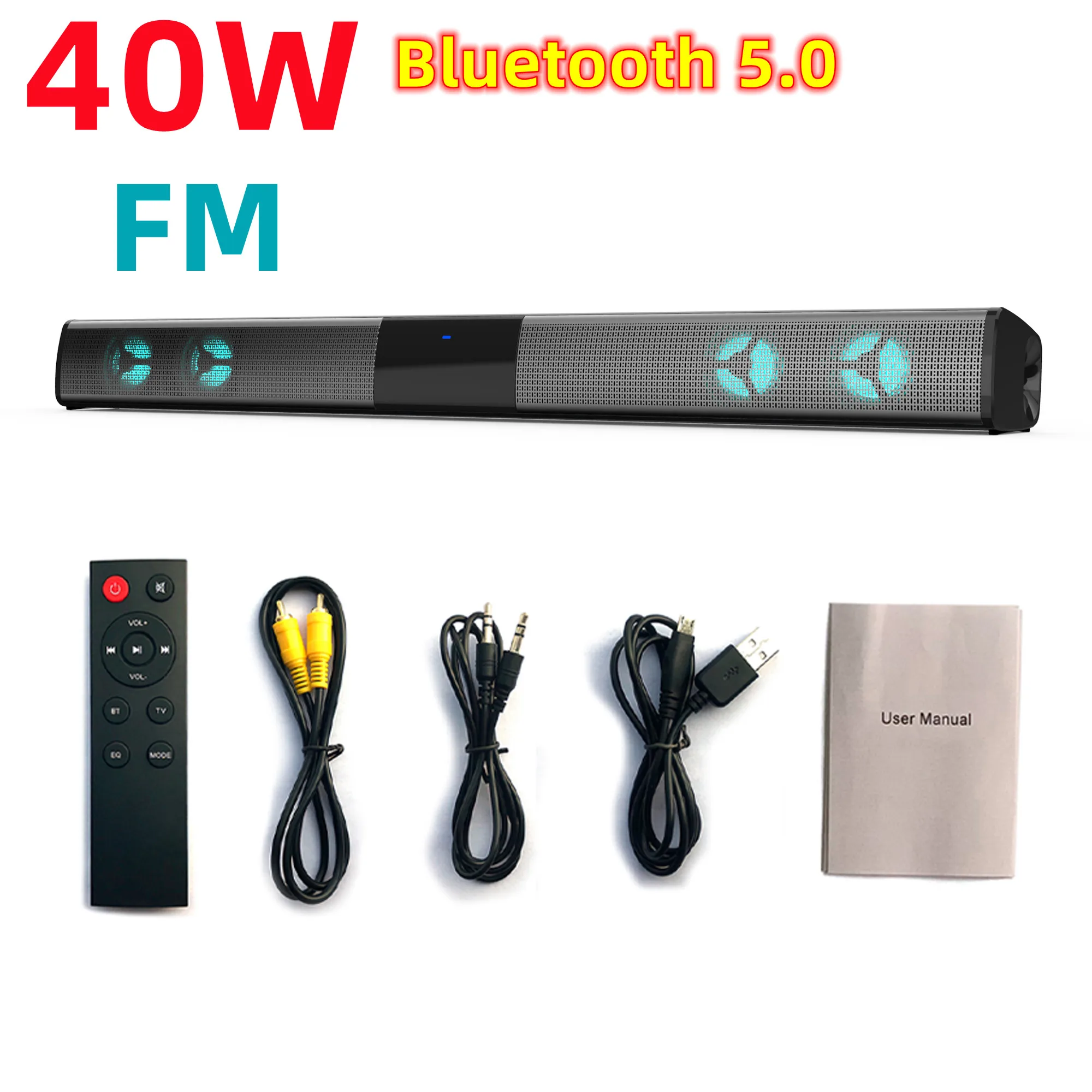 

Саундбар для телевизора, 40 Вт, RGB, Bluetooth-динамик, Hi-Fi музыкальная система, ТВ-компьютер, настенный домашний кинотеатр, стерео сабвуфер с дистанционным управлением