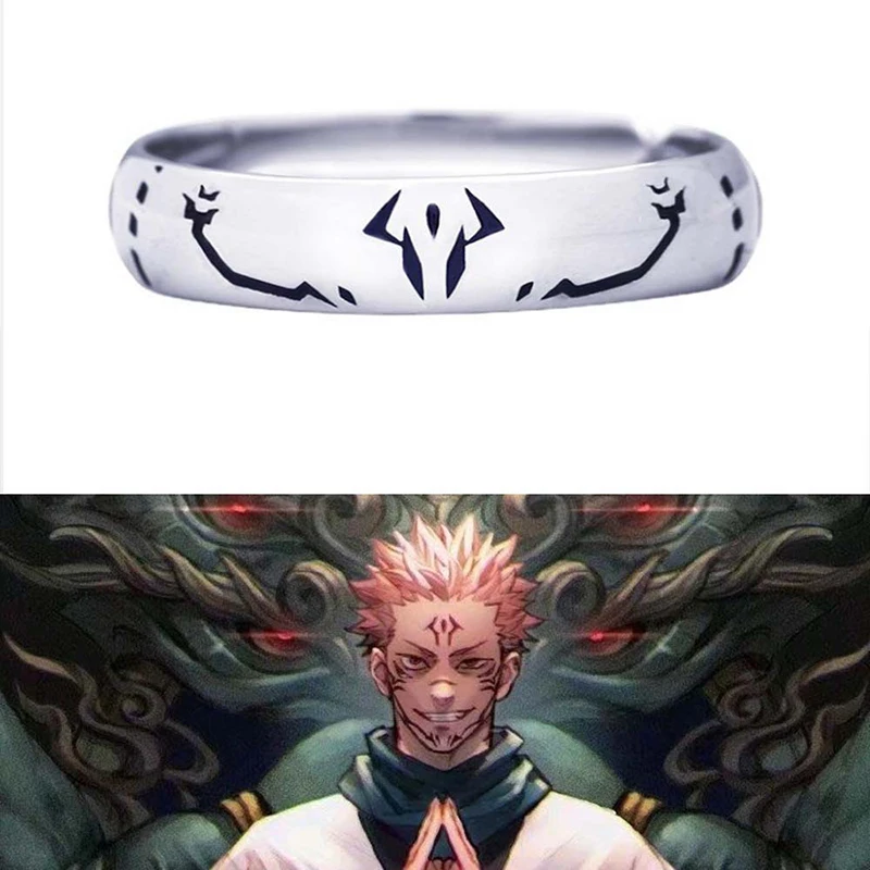 Anime Rings Ryomen Sukuna Forehead Badge Cosplay Props Ring Black Dead Eye Unisex Ring Jewelry Gift Accessories