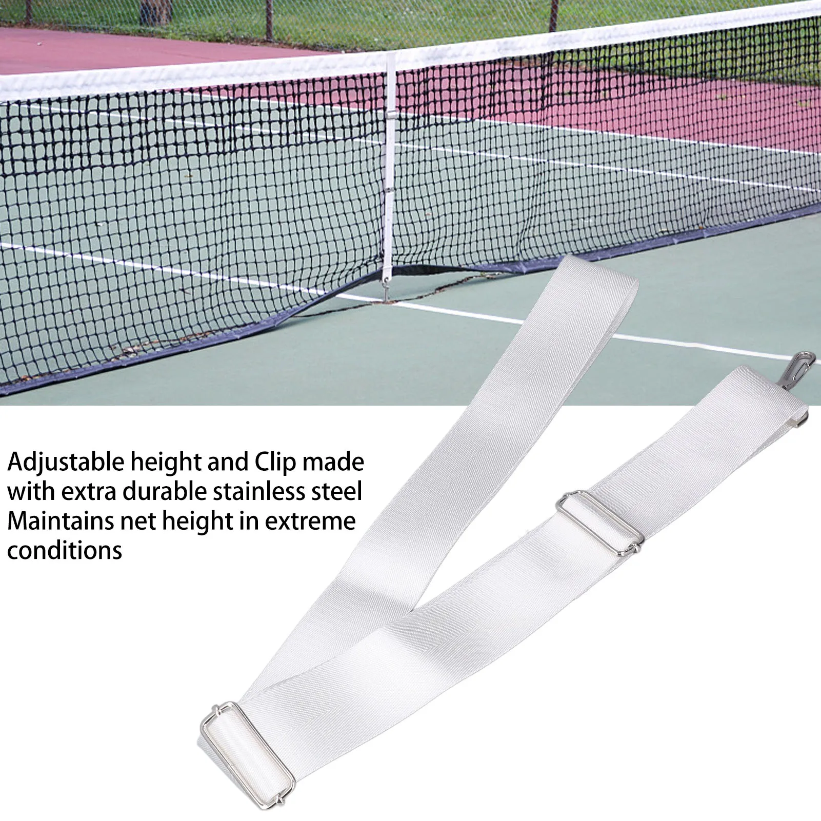 Tennis Net Center Strap Adjustable Height Tennis Net Straps Stainless Steel Buckle
