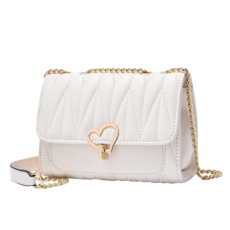 Fashion heart lock women's shoulder bag casual messenger bag cute leather female crossbody bag small square bag