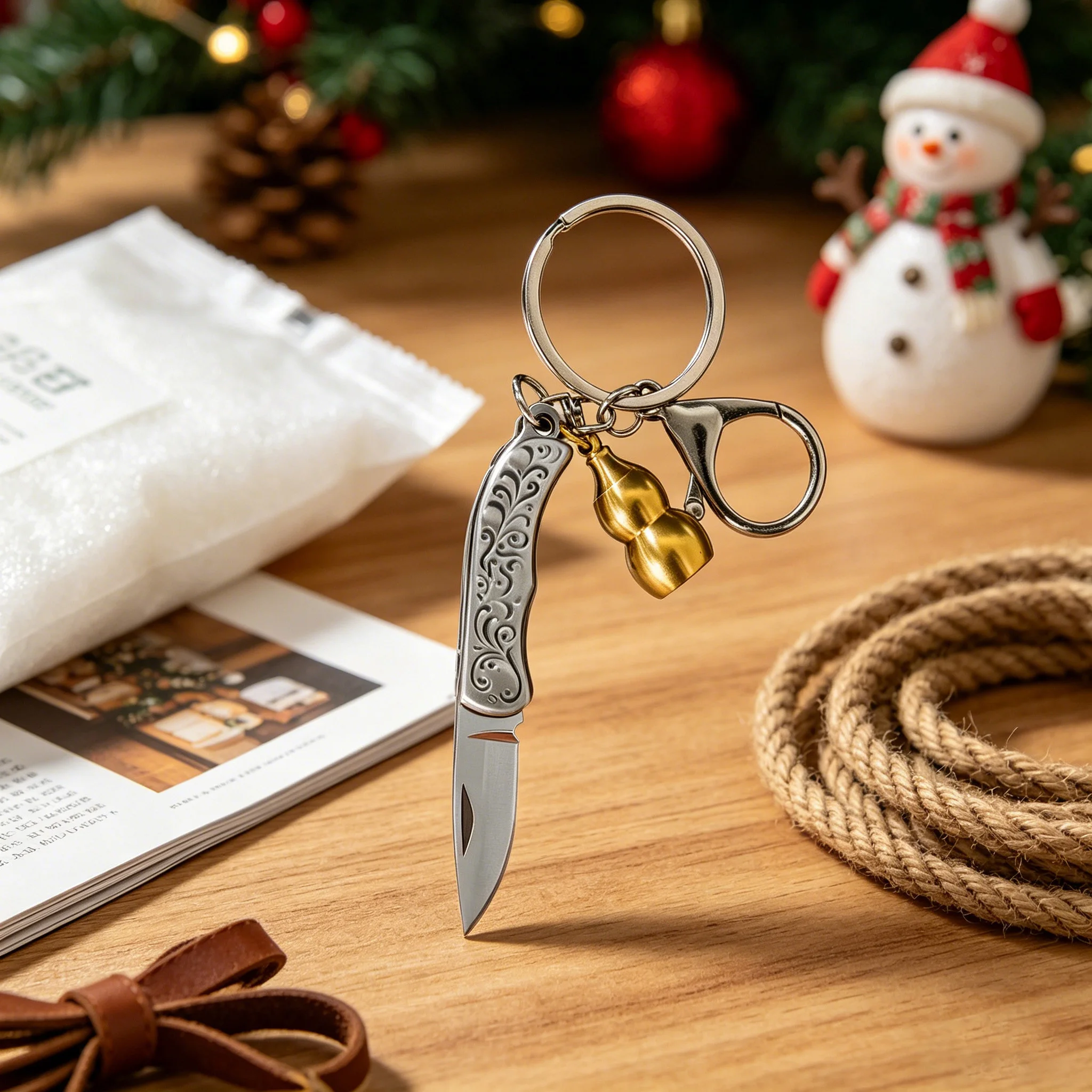 1PC, 미니 포켓 접이식 칼 다기능 EDC 유틸리티 나이프 야외용 열쇠고리 절..