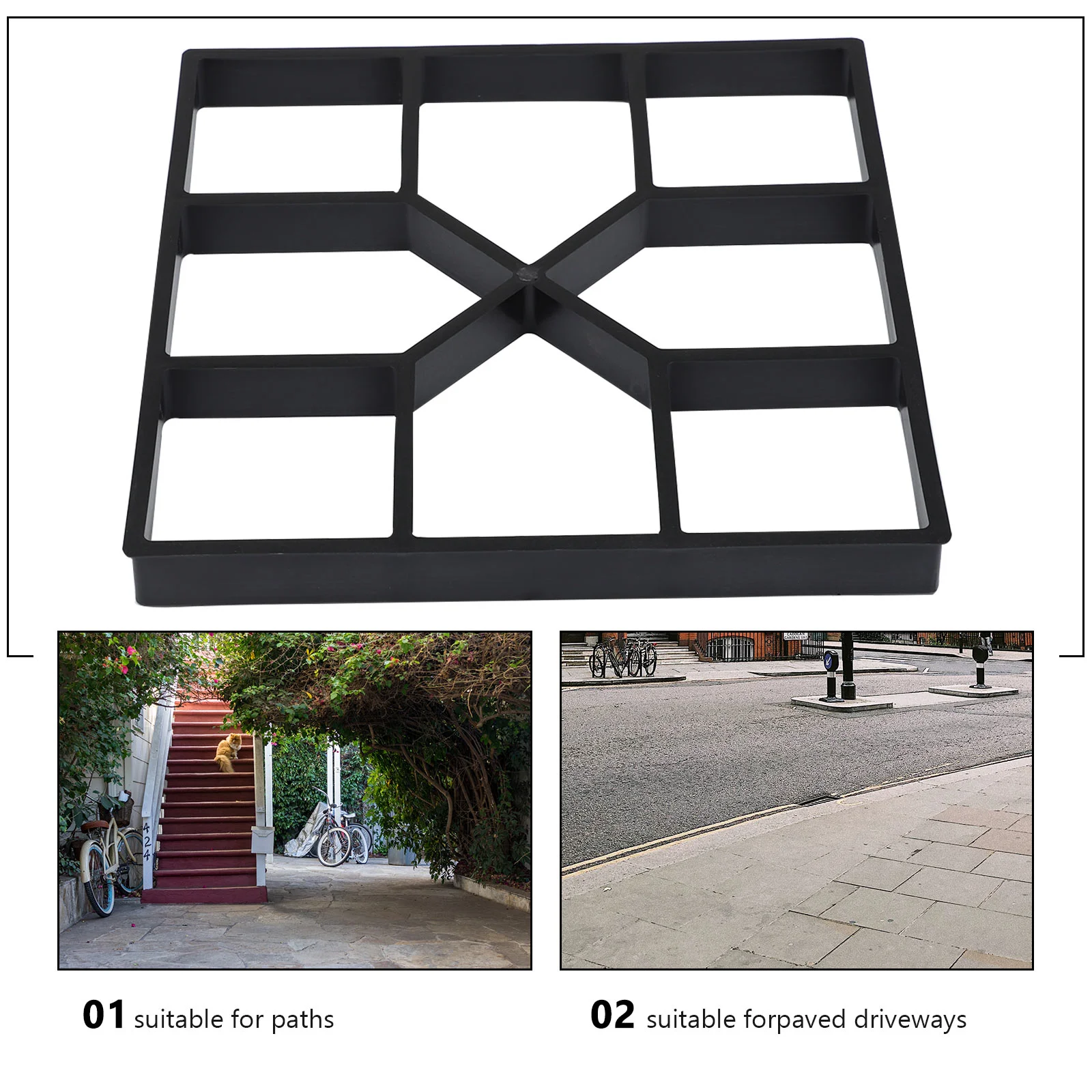 2 Pcs DIY Paving Mold Floor Mould Flooring Stepping Stone Pavement Cement Brick Tile Path Maker Plastic Paver