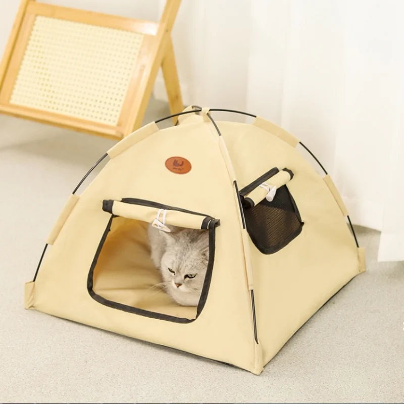The New Three-color Tent Nest With Its Own Door Curtain Four Seasons General Ventilation Without Flavor Closed Warm Pet Nest 2