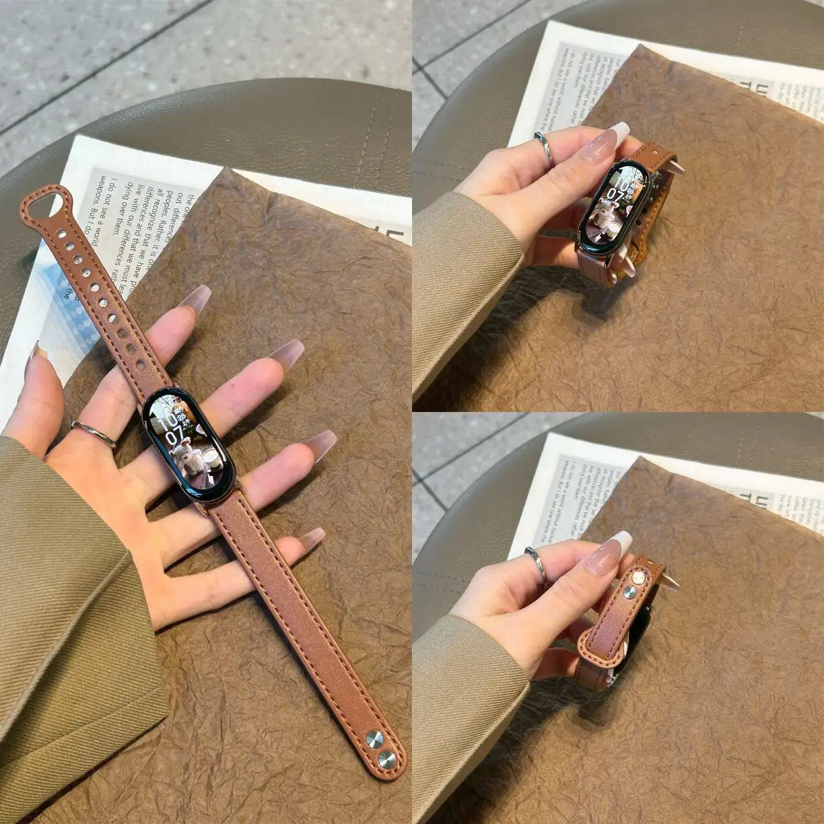 Skin-Friendly Leather Strap for Smart Bands - Breathable Watchband Accessory
