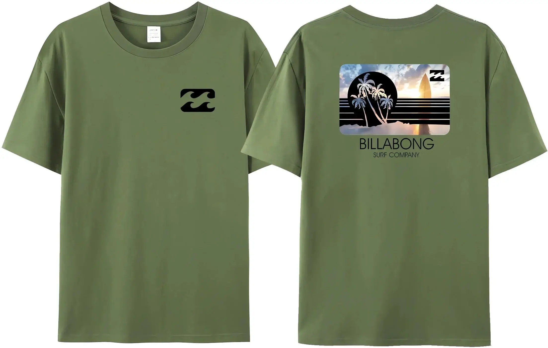 2025 Wave New Men's Summer Billa-bong T-shirt 100% Cotton Double Sided Printing High Quality Casual Top Tees 4