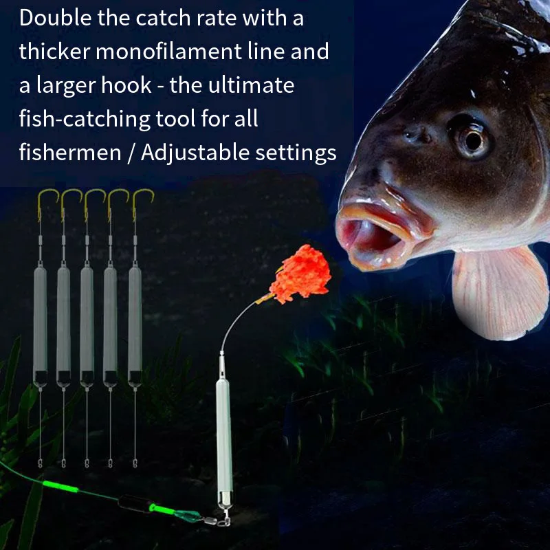 5 rigs pêche carpe anti-fond avec manchons dorés - Hameçons taille 1#-10# - Montages prêts