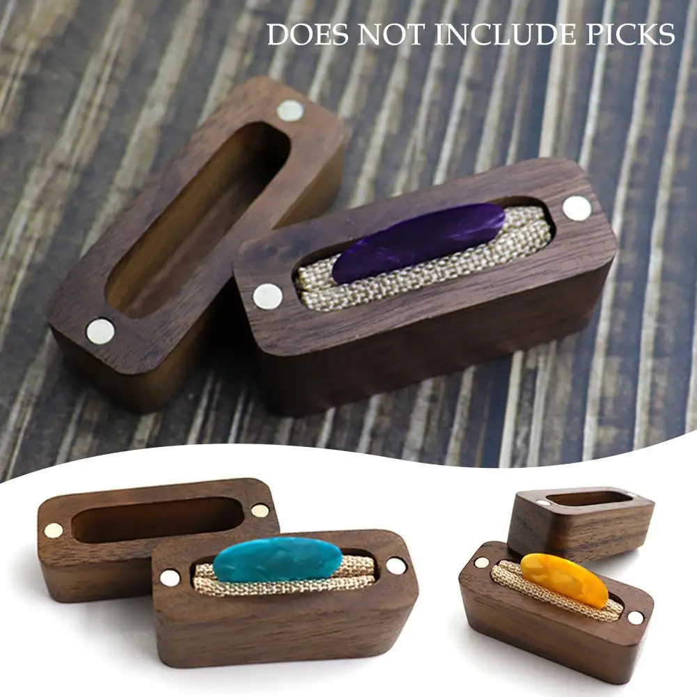 

Guitar Paddle Storage Box Wooden Display Container Musical Guitar Ukulele Accessories Portable Gifts Mini Instrument Holder I6A1