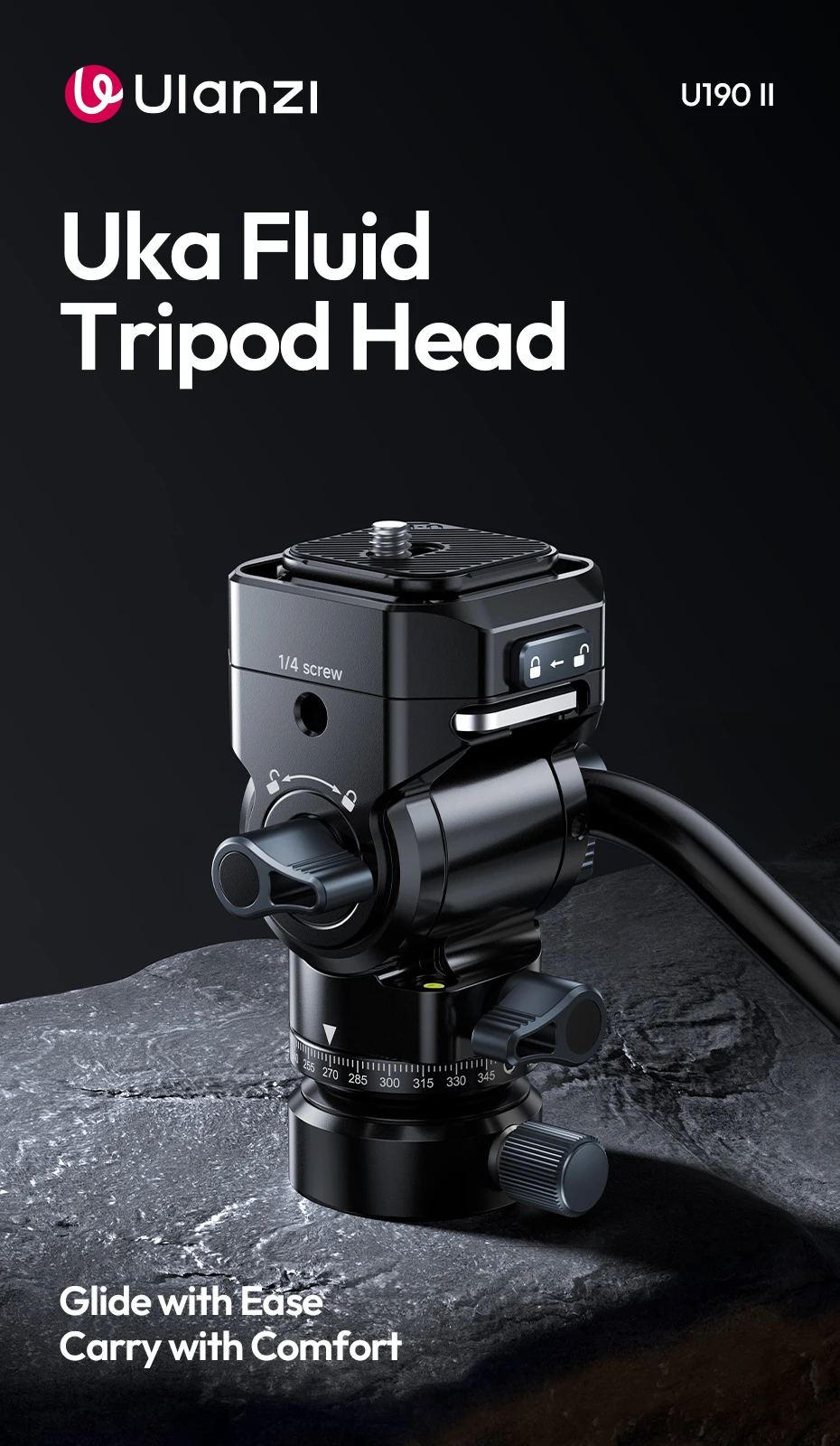 Fluid Tripod Head Quick Release Ball Head Max Load 4KG with 1/4'' 3/8'' Screw Ho