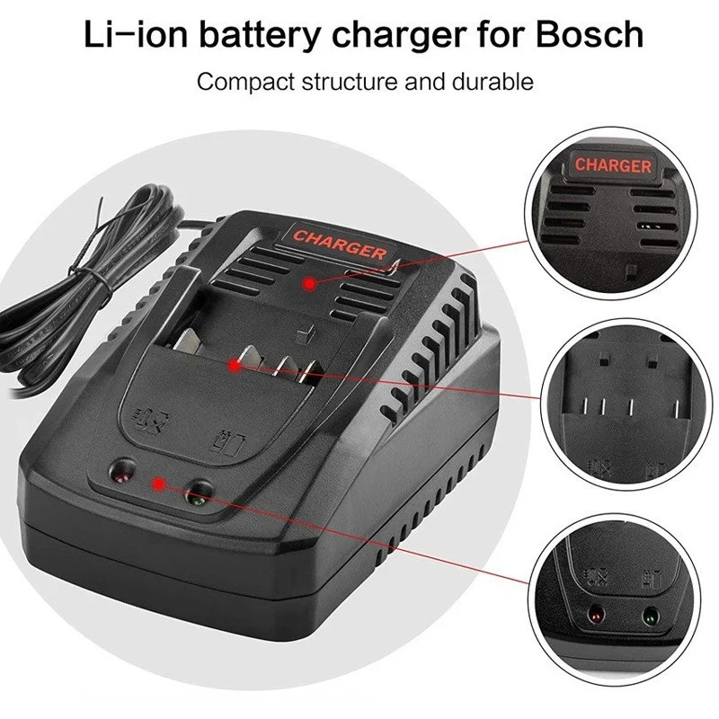 2 LED 표시등이 있는 보쉬용 2A/3A 리튬 이온 배터리 충전기 BAT609 BAT609G BAT618 AL1860CV용 14.4V 18V 고속 충전