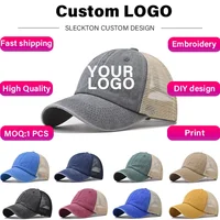SLECKTON Custom Embroidery Hat Cotton Retro Baseball Cap for Men and Women Fashion DIY Letter Design Mesh Hats Sun Caps Unisex 1
