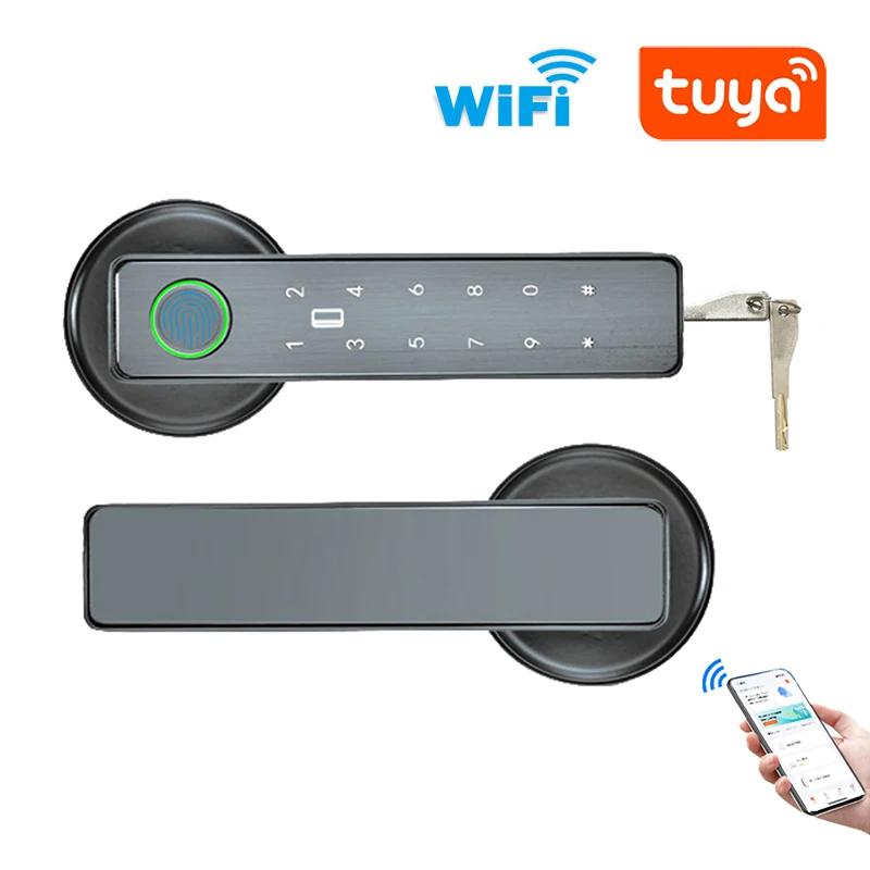 Tuya SmartLife APP WiFi Remote Control Smart Fingerprint Password RFID IC Card Sensing Single Latch Deadbolt Lock fingerprint door lock smart door lock electronic lock smart lock password lock
