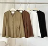 V-neck single breasted suit with waistband and three-dimensional cut suit jacket for women 5