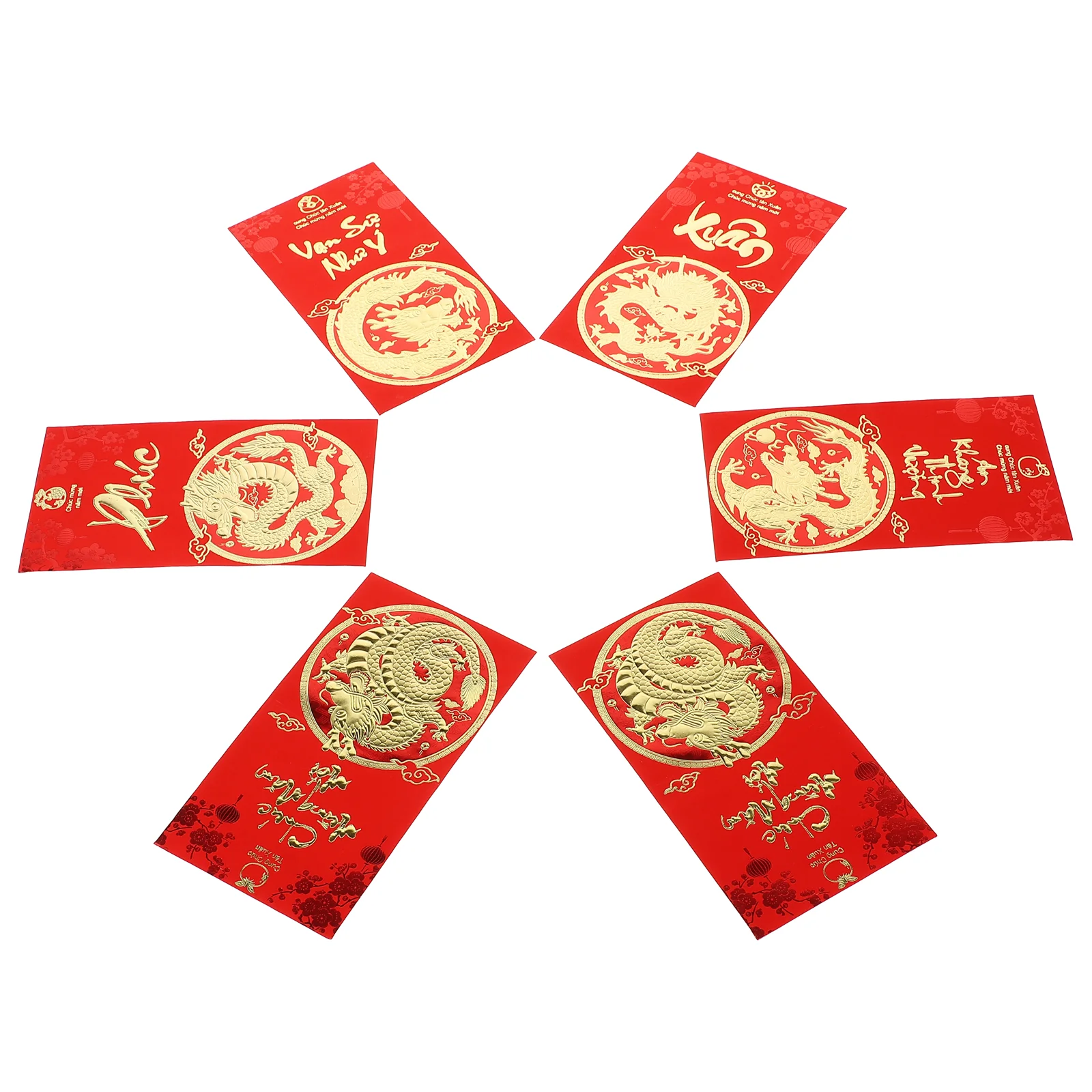 6 Pcs The Gift 2024 Spring Festival Red Envelope New Year’s Pack Seal Bag Luck Money Envelopes Large Chinese Packet Child