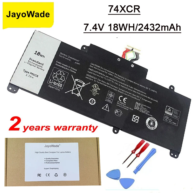 JayoWade New 74XCR 074XCR Laptop Battery For Dell Venue 8 Pro 5830 T01D VXGP6 X1M2Y Tablet Series 3.7V 18WH 74XCR Notebook