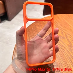 Enhanced Transparent Hard Phone Case with Large Hole Protection (Orange)