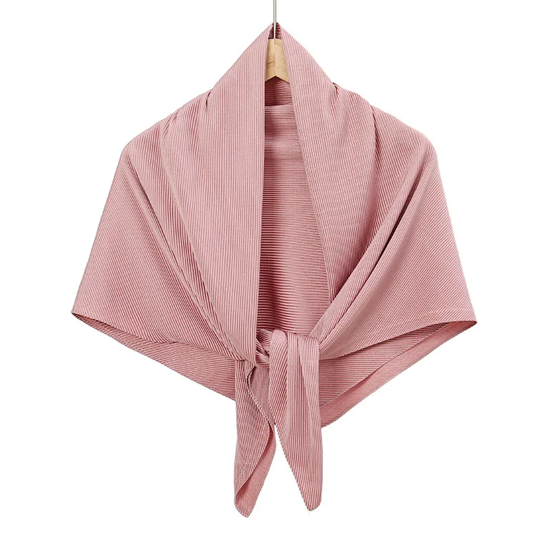 28 Colors Plain Crinkle Square Bubble Silk Pleated Hijab Women's Head Shawl Scarf Muslim Wrinkle Kerchief Solid Ramadan Stole 2