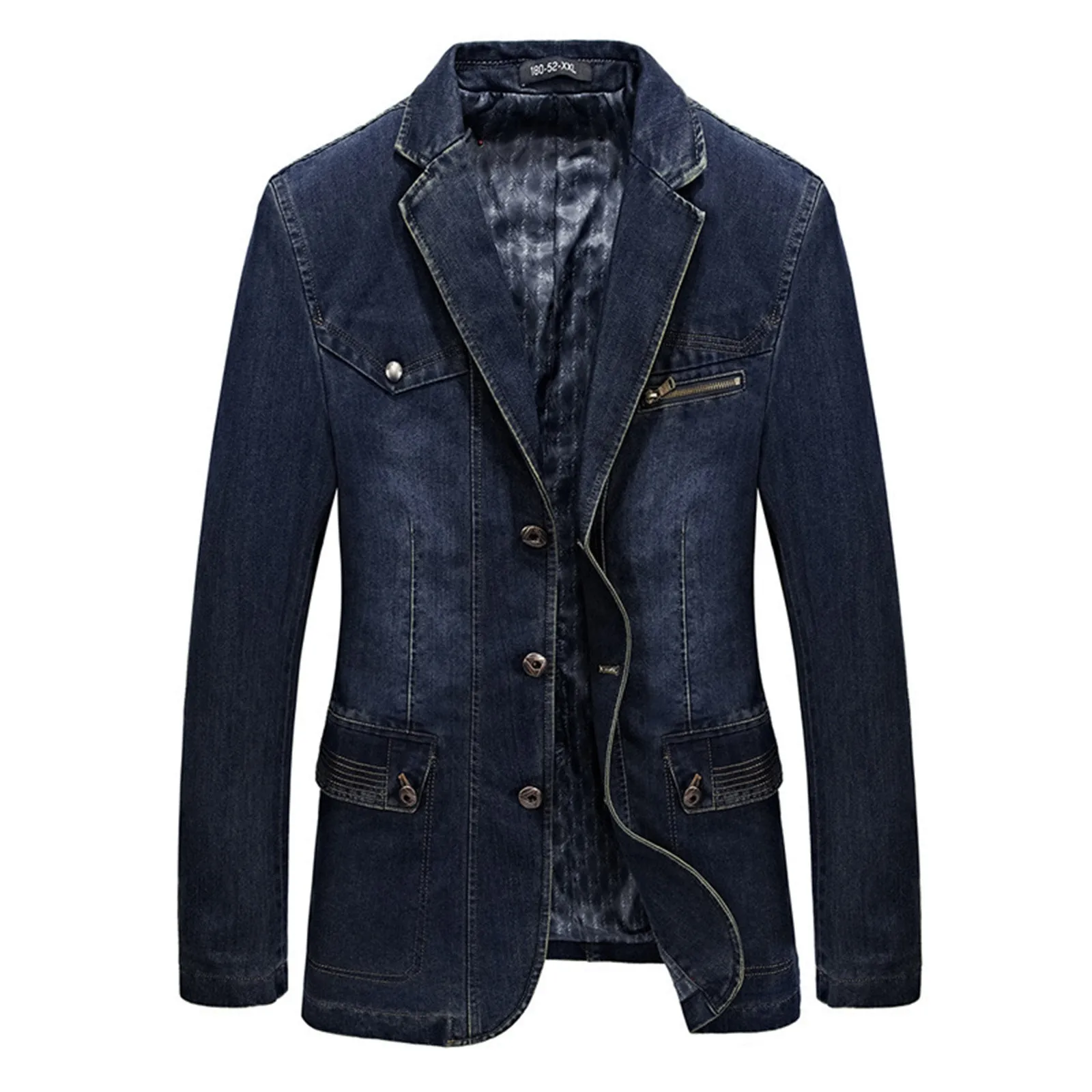 New Mens Denim Blazer Male Suit Jacket Oversized Fashion Cotton Vintage Blue Coat Denim Jacket Men Jeans Blazers