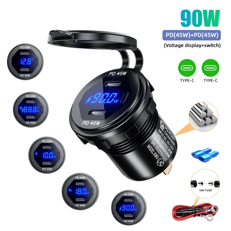 caricabatterie USB presa accendisigari doppia porta per auto furgone moto 12V/24