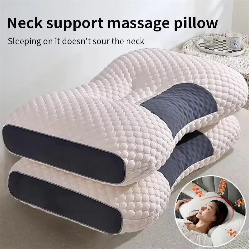 Neck Pillow Help Sleep And Protect The Neck Cervical Orthopedic Household Soybean Fiber SPA Massage Pillow For Sleeping NEW